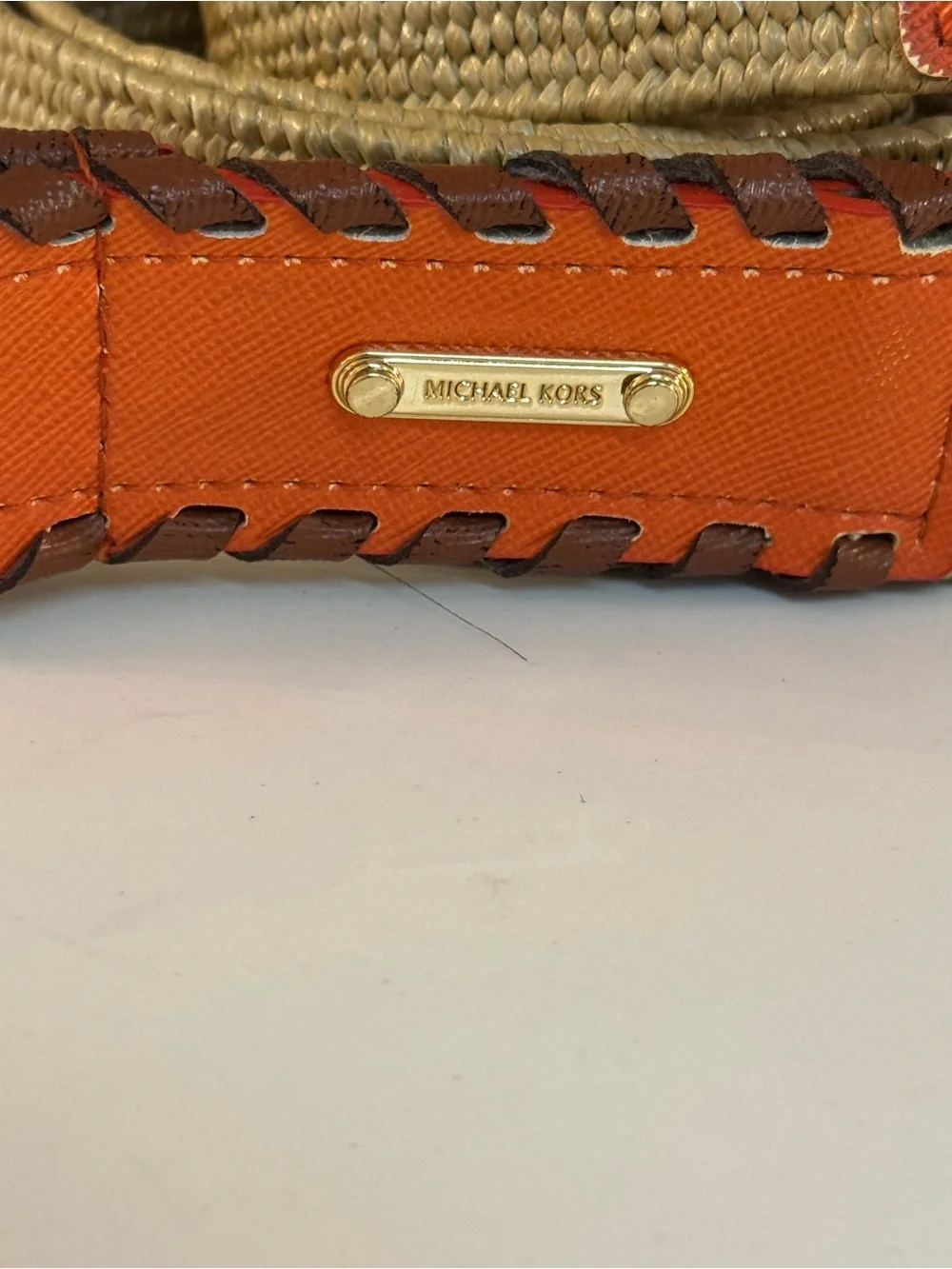 🧡🧡 MICHAEL KORS RAFFIA AND ORANGE LEATHER BELT!🧡🧡